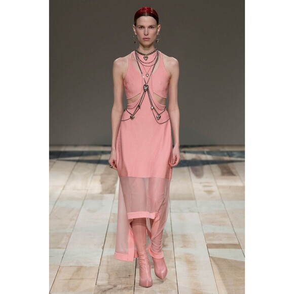 NWT.RUNWAY $3460 ALEXANDER MCQUEEN Rib-Knit Cutout Mesh Dress Sz L - Picture 1 of 16